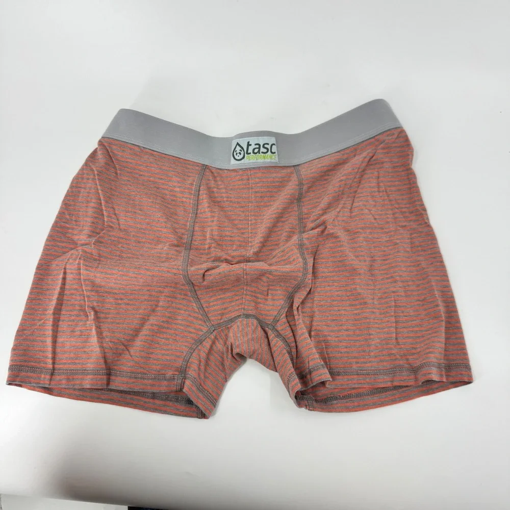 Tasc Performance Men's Boxer Briefs Orange‎ Grey Stripe Bamboo Blend Size 2XL